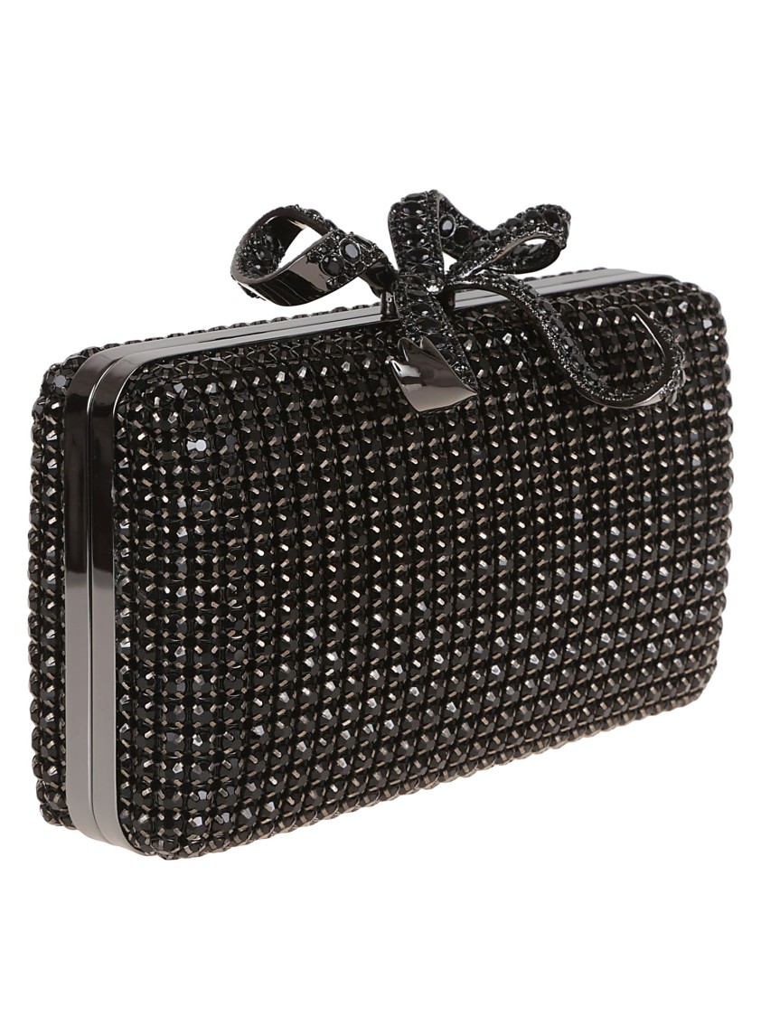 Shop Self-portrait Black Crystal Box Clutch