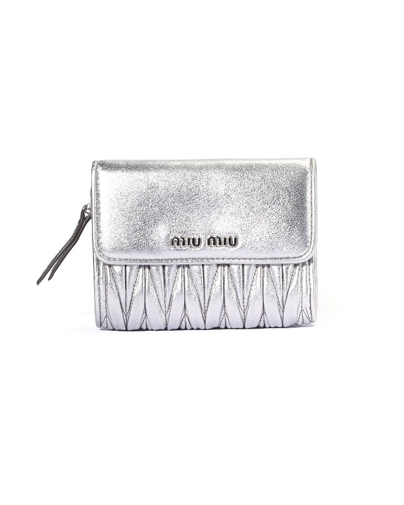 Miu Miu Embossed Silver Wallet