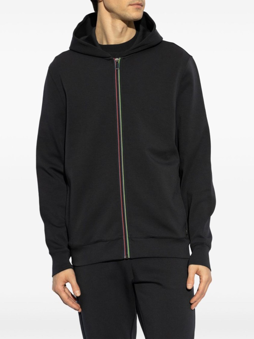 Shop Paul Smith Hooded Black Sweatshirt With Colorful Zipper Accents