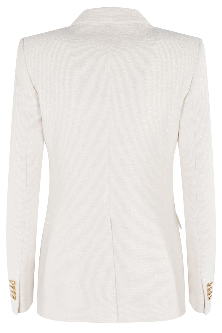 Tagliatore Double Breasted Jacket With All-over Sequins In White