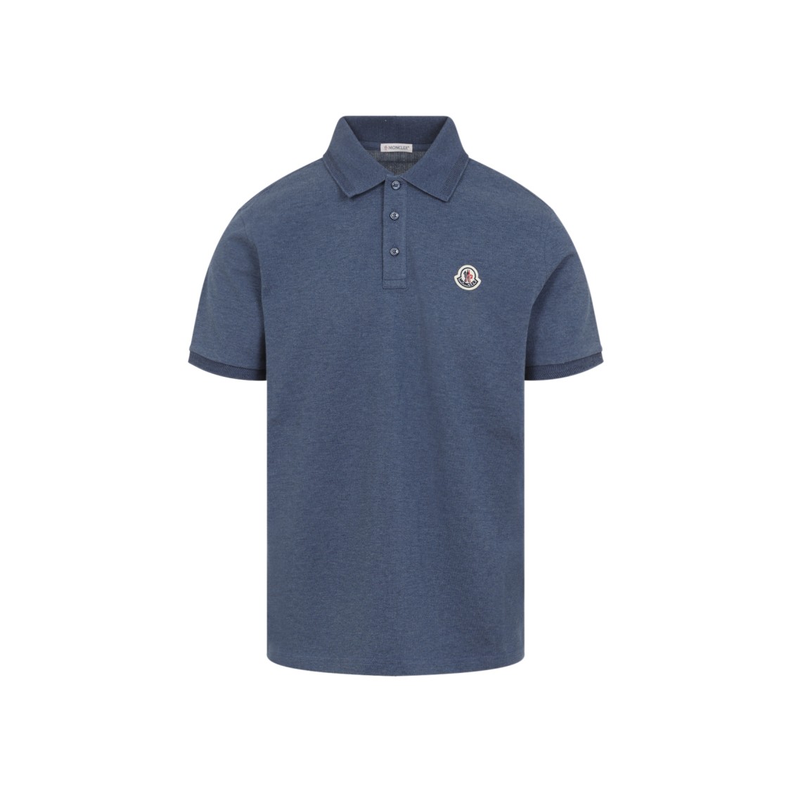 Moncler Blue Tricol-trimmed Pique Polo Shirt In Blue