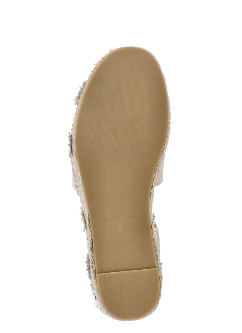 Shop Kurt Geiger Ivory Suede Leather Flower Wedges