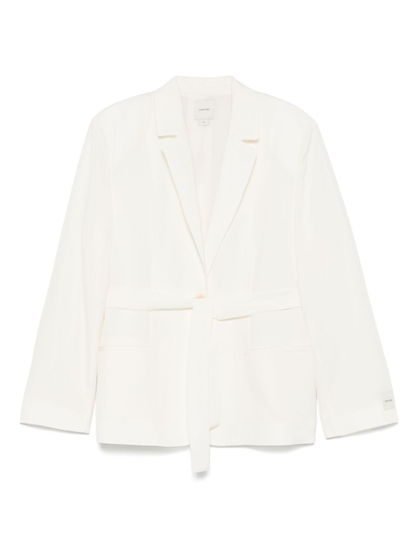 Shop Calvin Klein Double-breasted Relaxed Linen Blazer