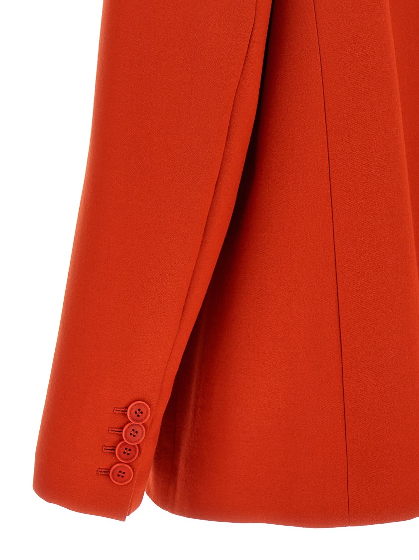 Stella Mccartney Double-breasted Wool Flannel Blazer With Peak Lapels In Red
