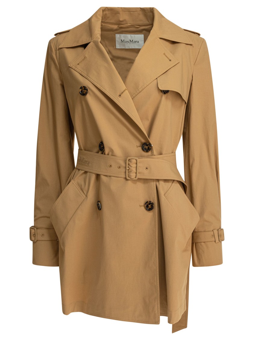 Max Mara Cotton Canvas Raincoat In Brown