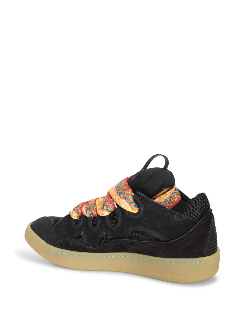 Shop Lanvin Sporty Black Sneakers With Multi-colored Woven Lace