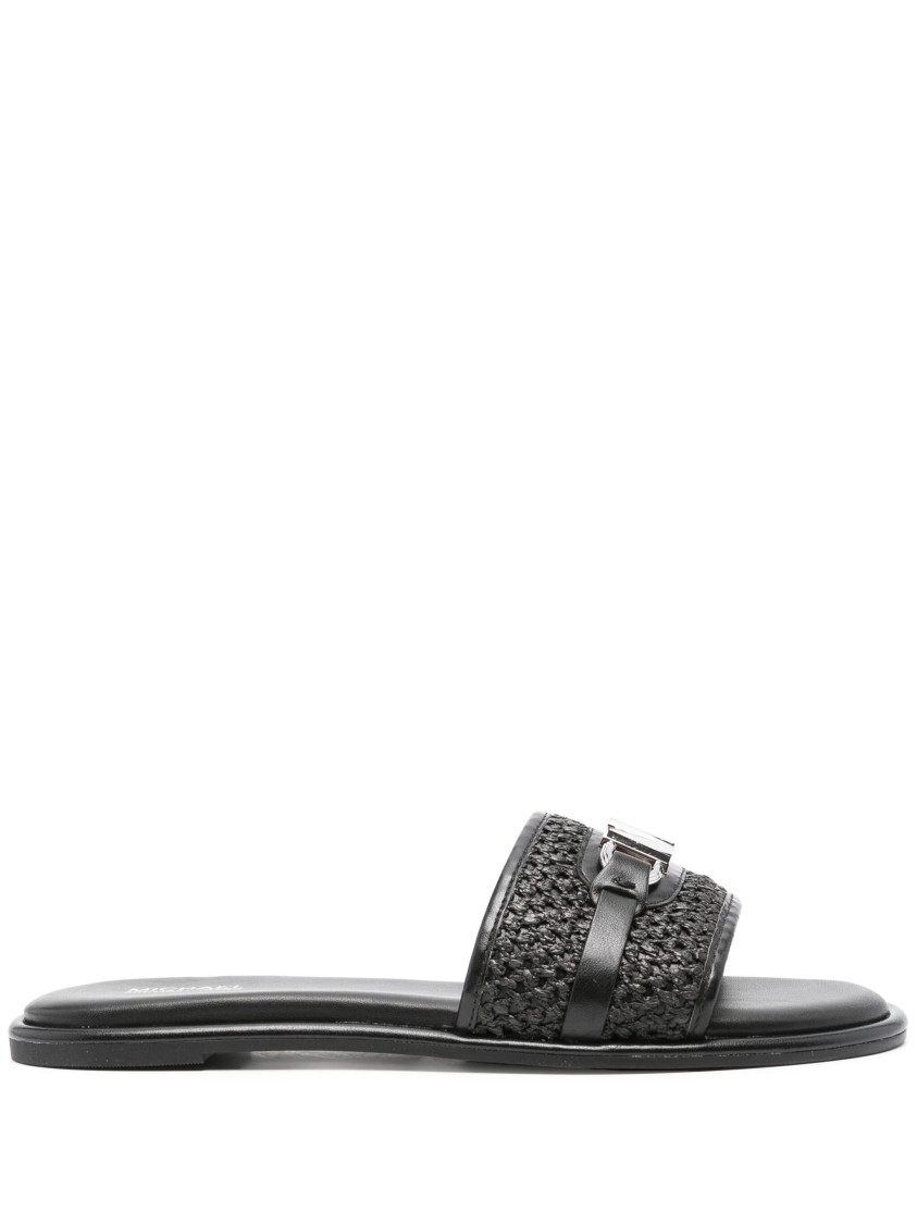 Michael Kors Woven Upper Mules With Metallic Accent In Black