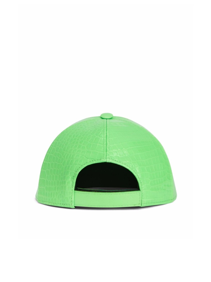 Giuseppe Zanotti Cohen Signature Logo Leather Baseball Cap In Green
