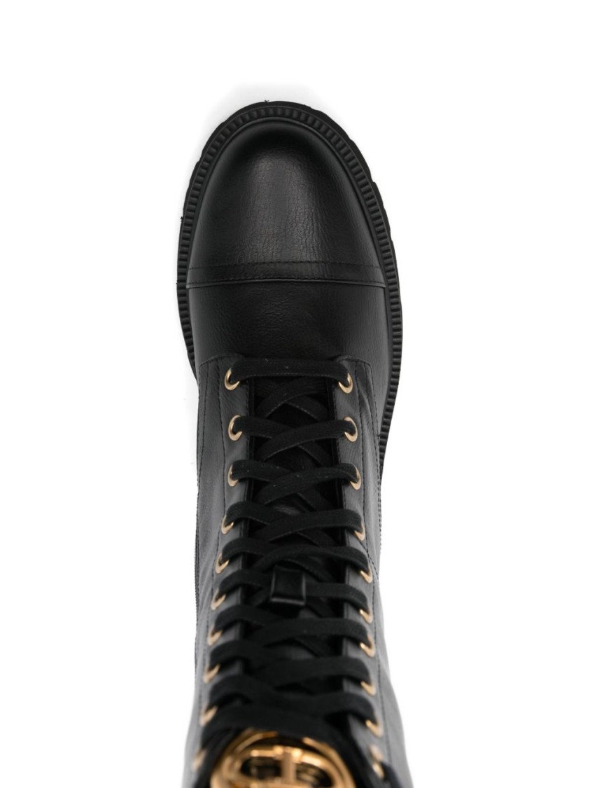 Twinset Twin-set Tall Lace-up Black Boots In Black
