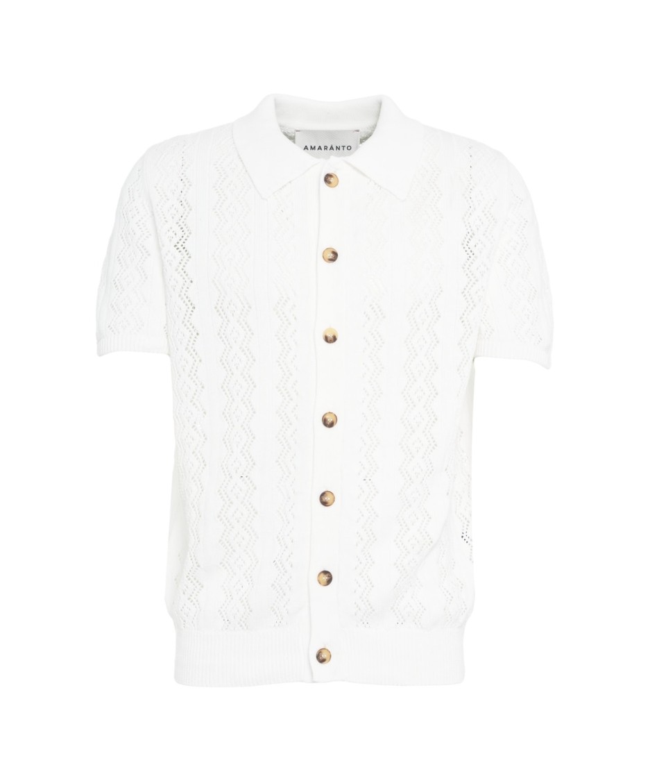 AMARANTO AMARANTO WHITE OPEN KNIT CARDIGAN
