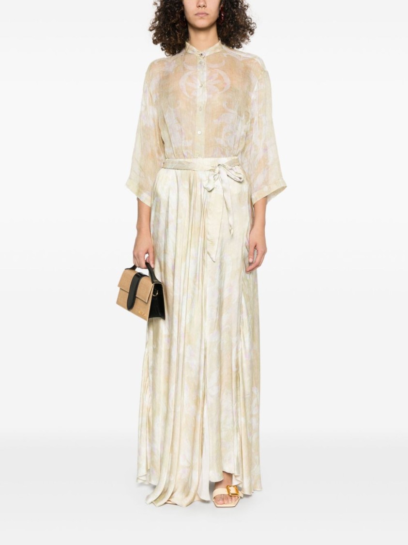 Shop Forte Forte Beige Silk-linen Shirt