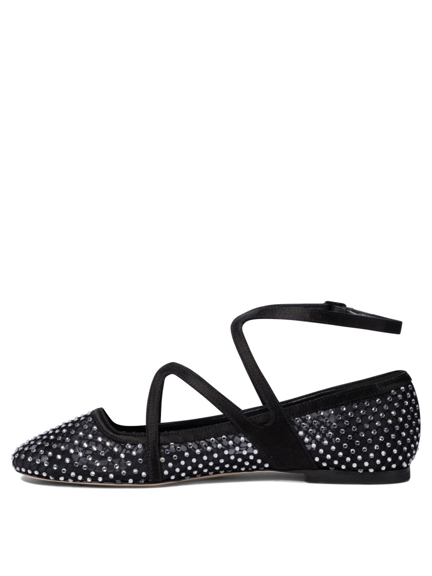 Jimmy Choo Pointed Toe Studded Leather Ballerinas In Black