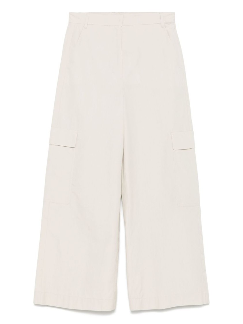 Max Mara Wide-leg Beige Trousers With High Waist In Neutral