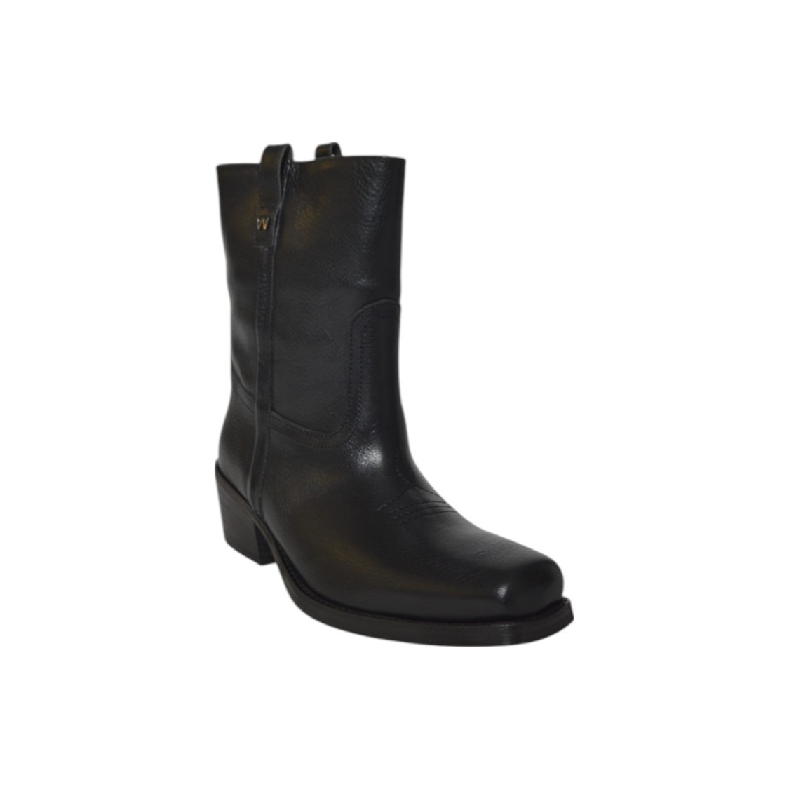 Max Mara Classic Cowboy-inspired Ankle Boots With Textured Leather In Black