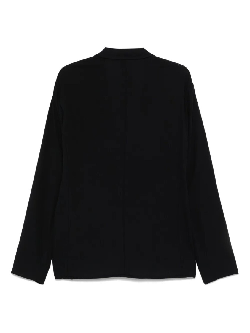 Giorgio Armani Wool Jacket With Front Patch Pockets In Black