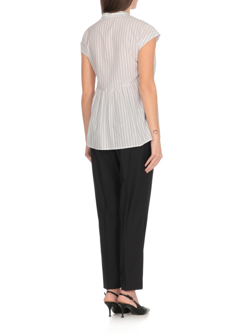 Peserico Striped Sleeveless Shirt In White