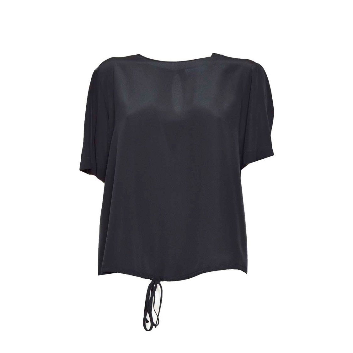 BARBA NAPOLI BARBA BLACK SILK CREWNECK BLOUSE