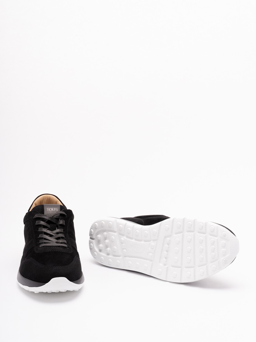 Tod's Soft Suede Sneakers With Durable Sole In Black