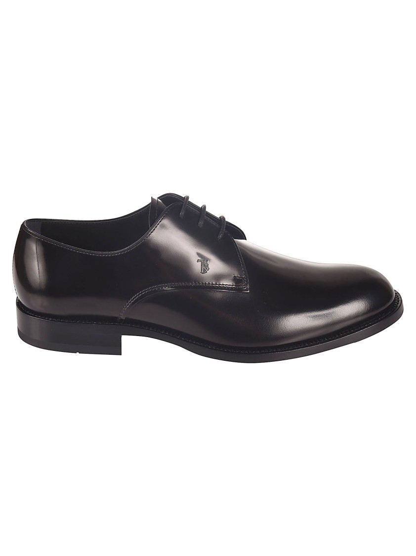 Tod's Polished Leather Lace-up Francesina Shoes In Black