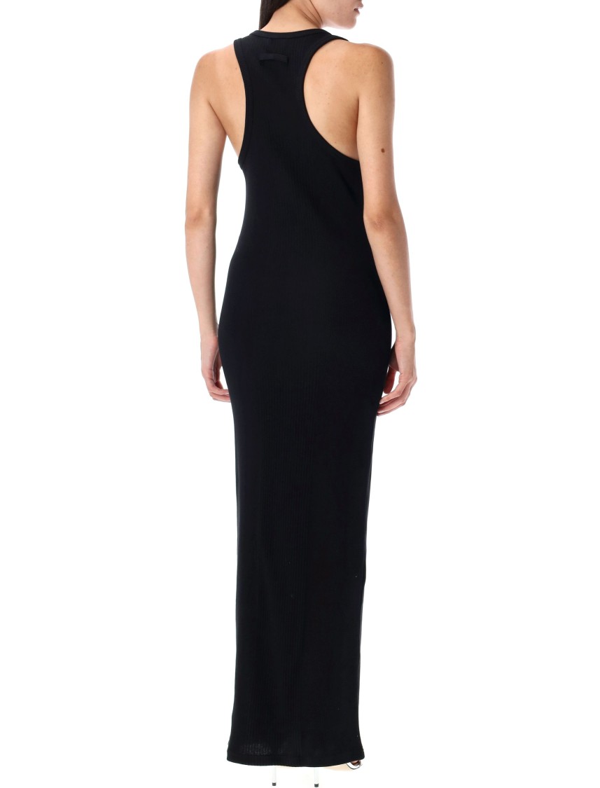 Jean Paul Gaultier Womens Black Ribbed Scoop-neck Cotton-jersey Midi Dress In Black