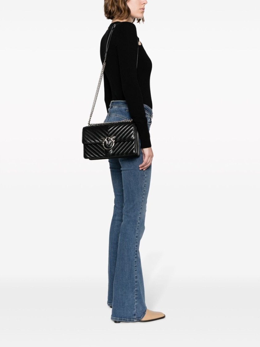 Pinko Chevron-quilted Nappa Shoulder Bag With Chain Strap