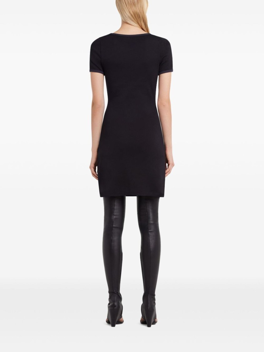 Courrèges Cotton Short Sleeves Mini Dress In Black