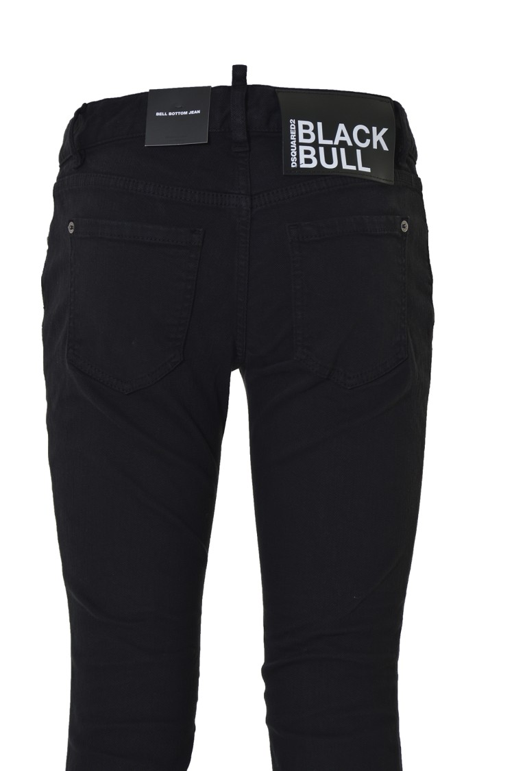 Dsquared2 Logo Patch Bootcut Cropped Trousers In Black