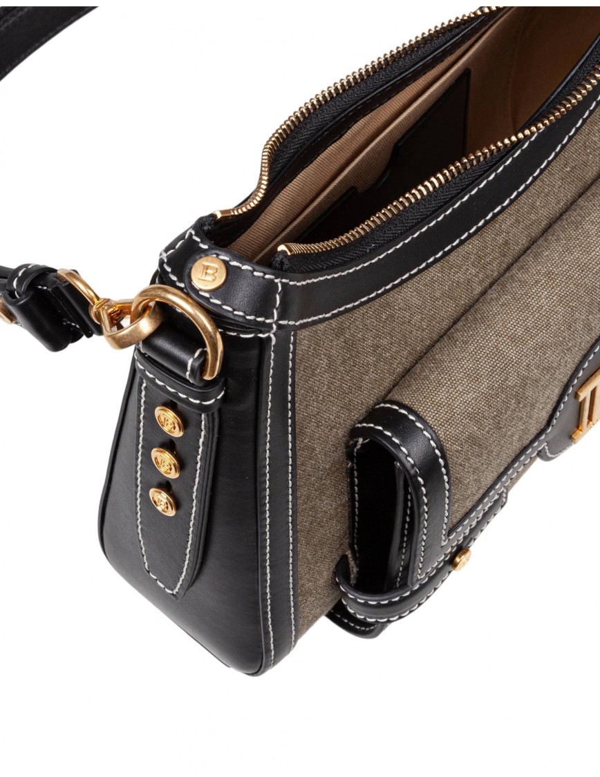 Balmain B-buzz Hobo Bag In Khaki In Brown