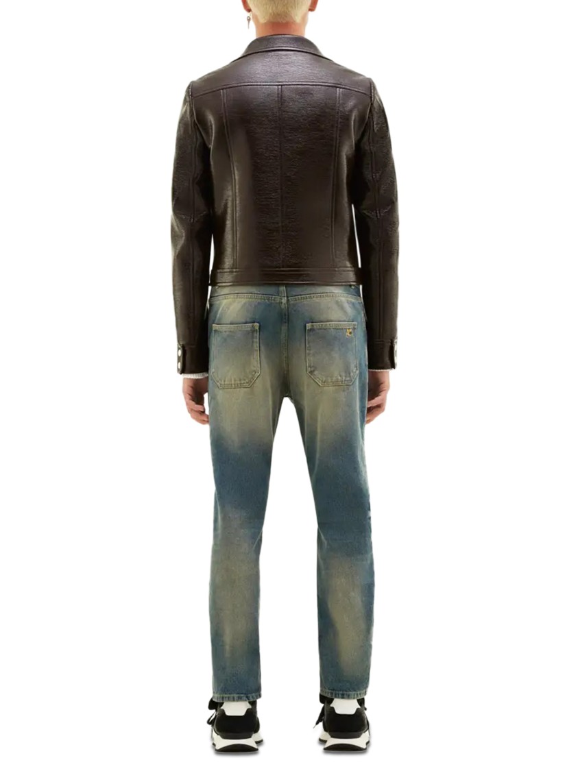 Courrèges Glossy Vinyl Jacket With Structured Silhouette And Logo Detail In Brown