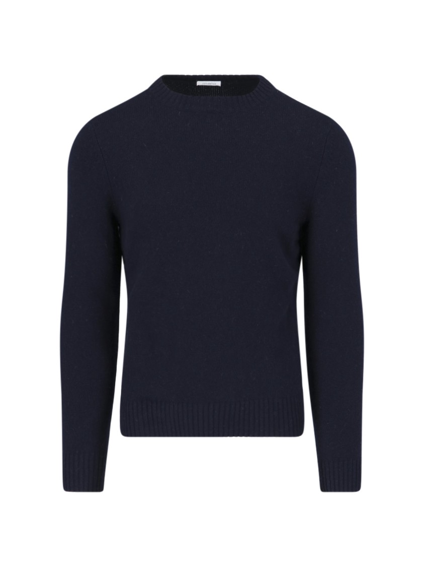 Malo Ribbed Crewneck Sweater Long Sleeves In Blue