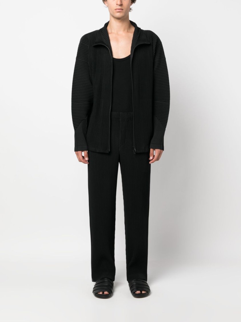 Shop Issey Miyake Homme Plissé Fully Pleated Zip-up Cardigan In Black