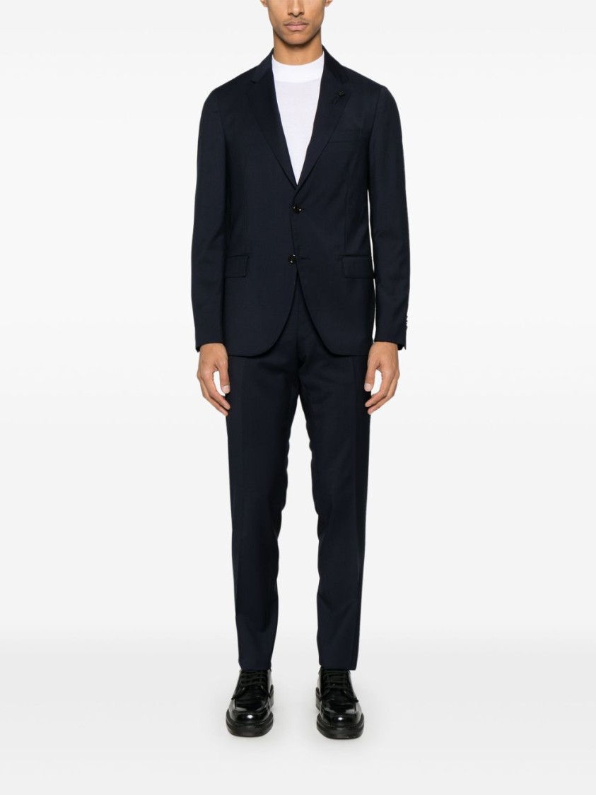 Lardini Single-breasted Crepe Suit In Blue