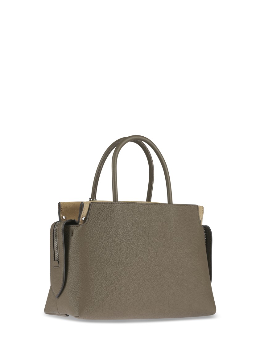 Tory Burch Mercer Pebbled Satchel With Structured Silhouette In Gray