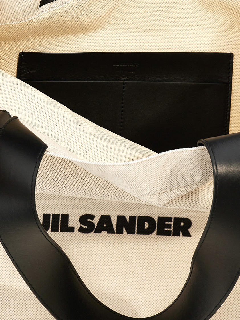 Jil Sander Flat Shopper Large Shopping Bag In Neutral