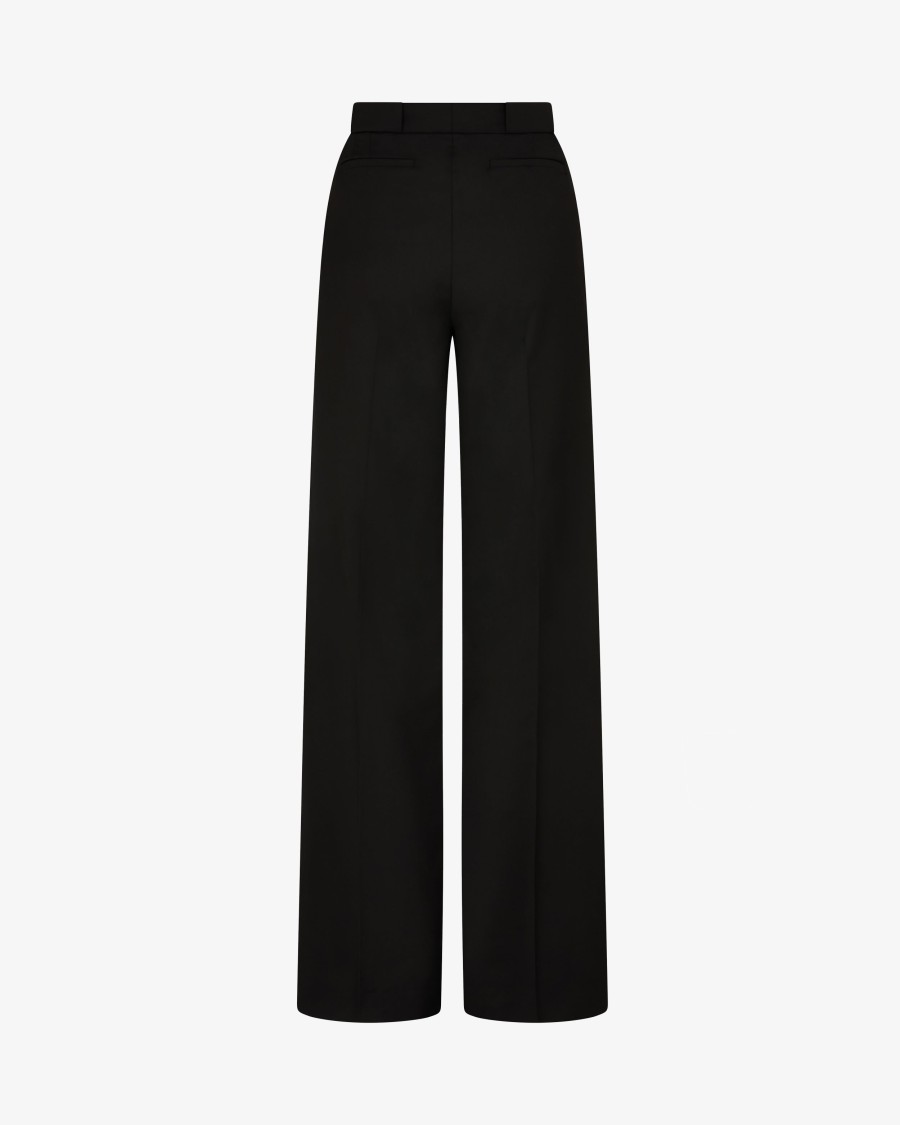 Serena Bute Wool Pleated Trouser - Black In Black