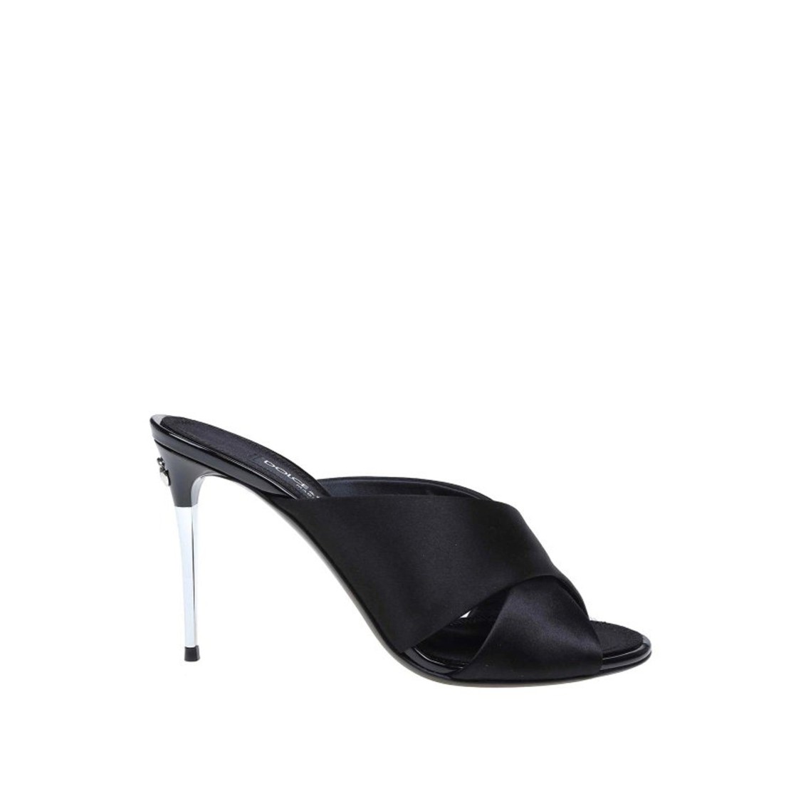 Dolce & Gabbana Satin Sandals With Back Monogram In Black