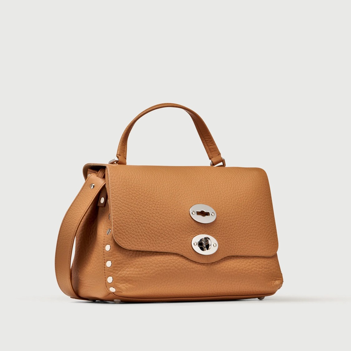 Zanellato Textured Leather Shoulder Bag With Flap Closure