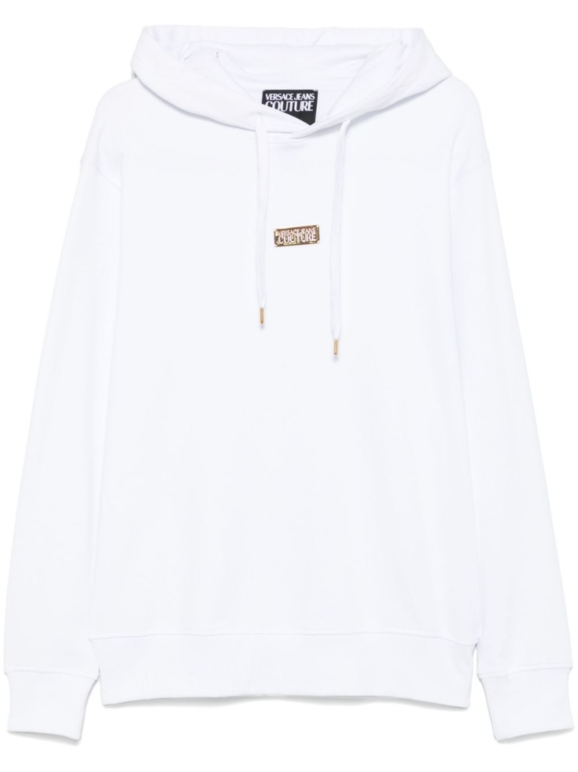 Shop Versace Jeans Couture Hooded White Sweatshirt
