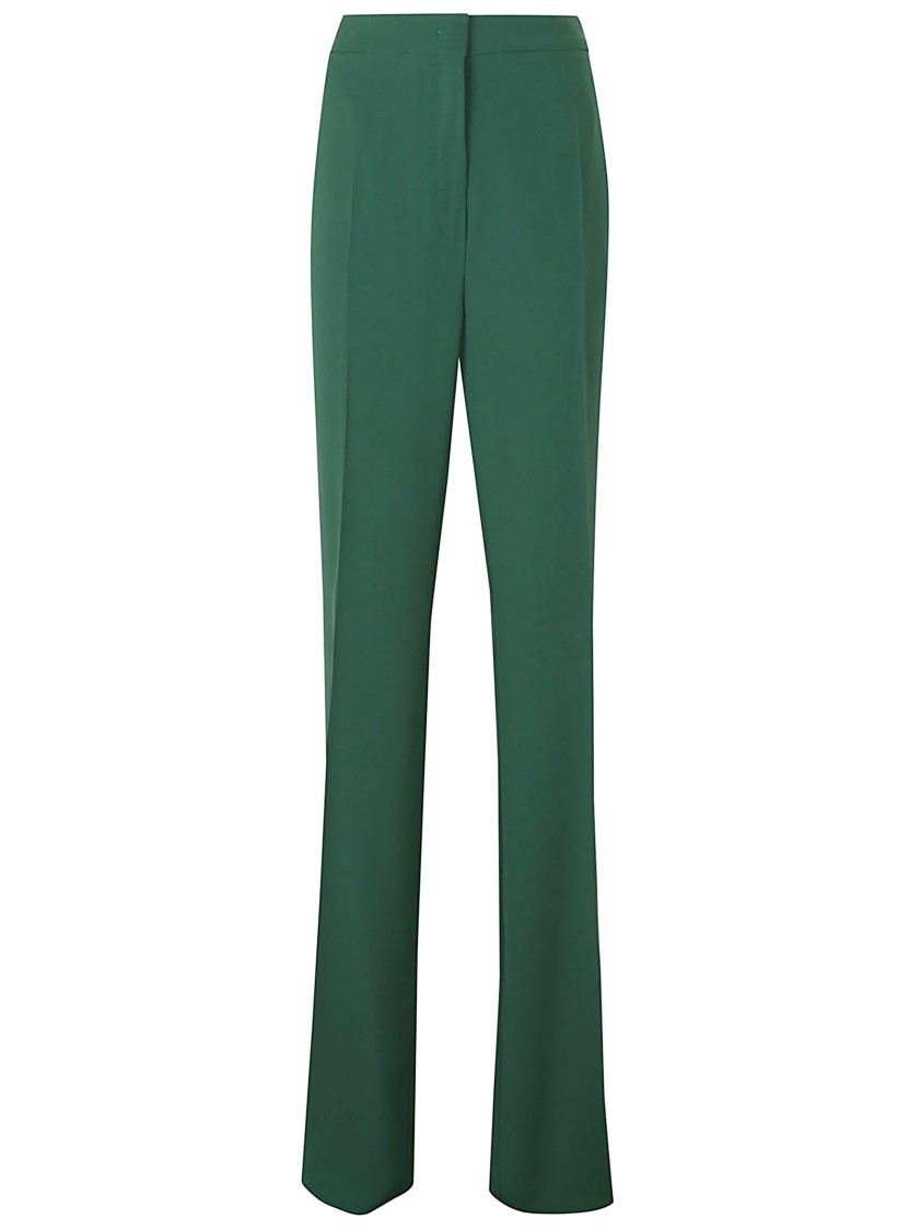 Max Mara Flared Leg Trousers With Polished Finish In Gray