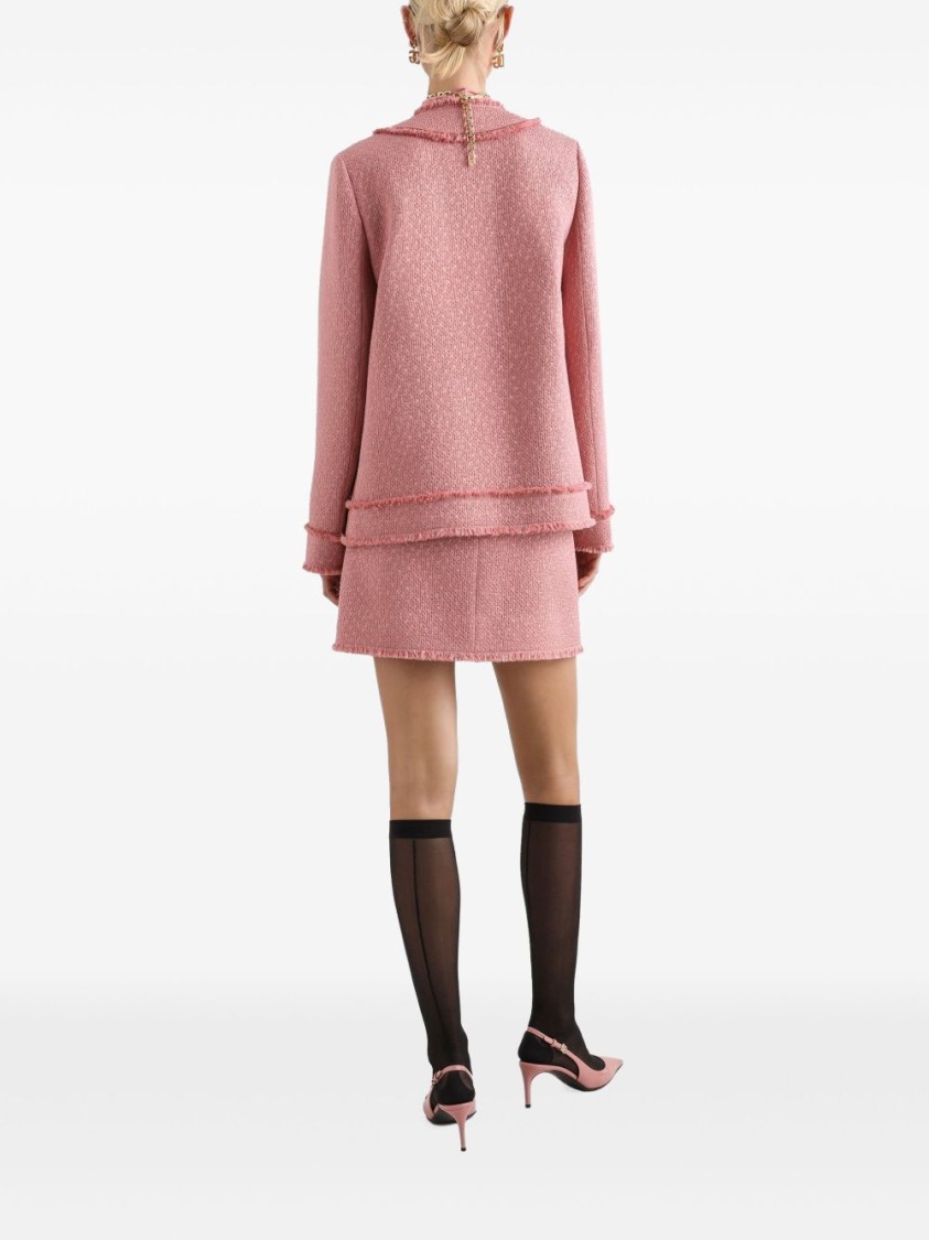 Dolce & Gabbana Rachel Tweed Single-breasted Collarless Jacket In Pink