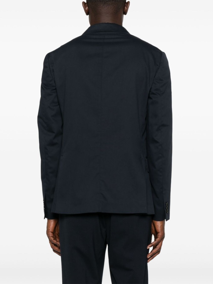 Paolo Pecora Double-breasted Tailored Jacket With Sharp Lapels In Black