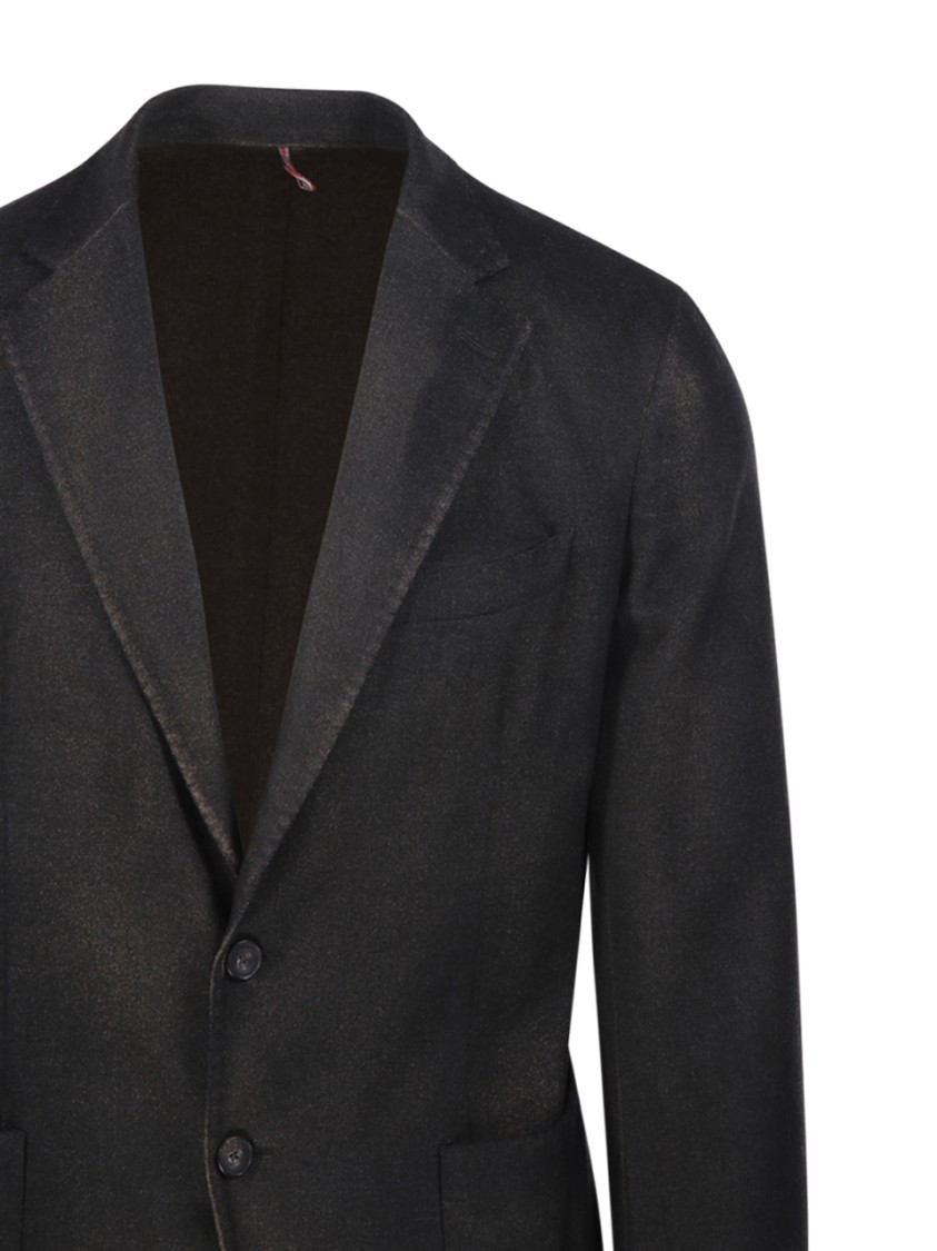Santaniello Tailored Black Blazer With Notched Lapels In Black