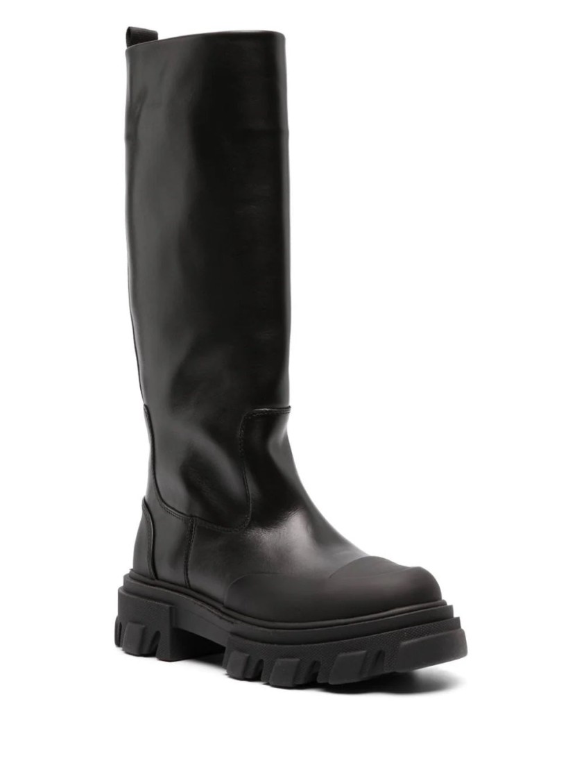 Ganni Cleated High Tubular Boot In Black