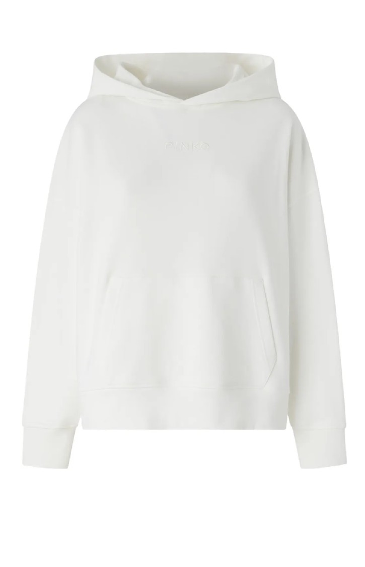 Pinko Hooded White Cotton Makamba Sweatshirt