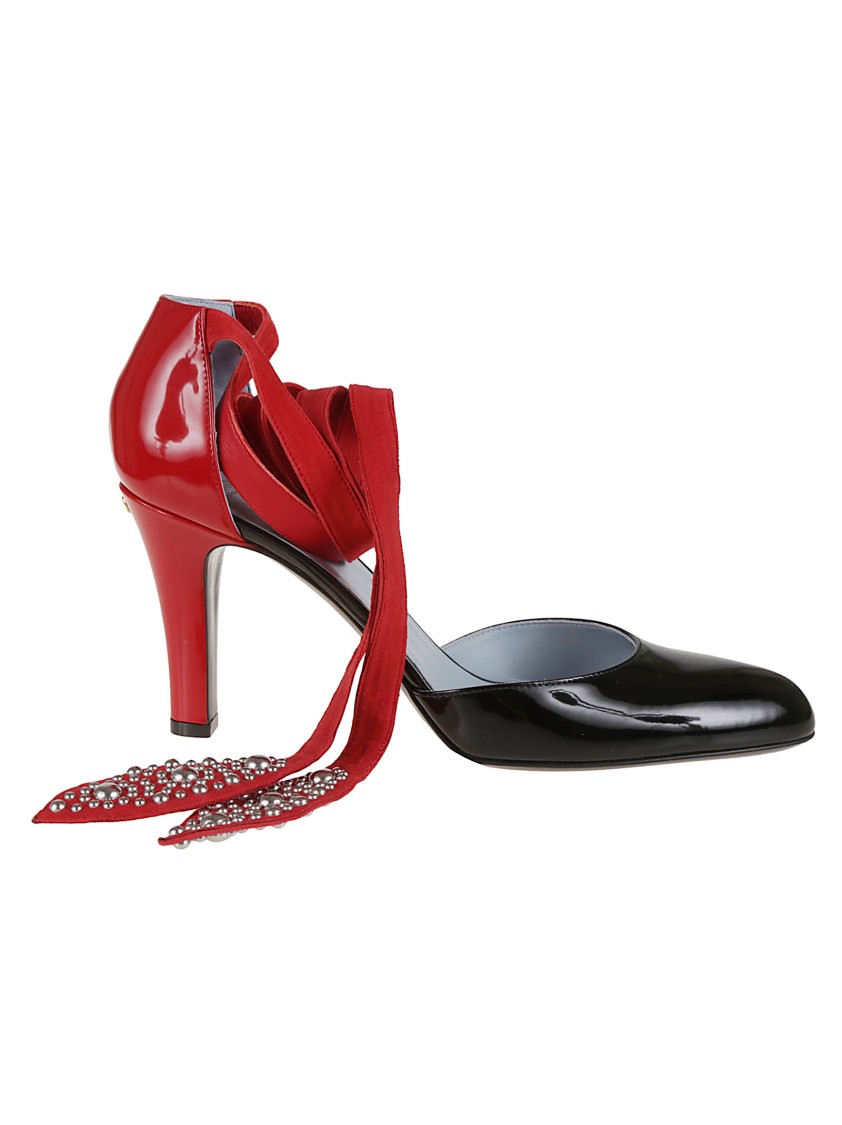 Shop Valentino Garavani Ankle Strap Pumps With Leaf Motif