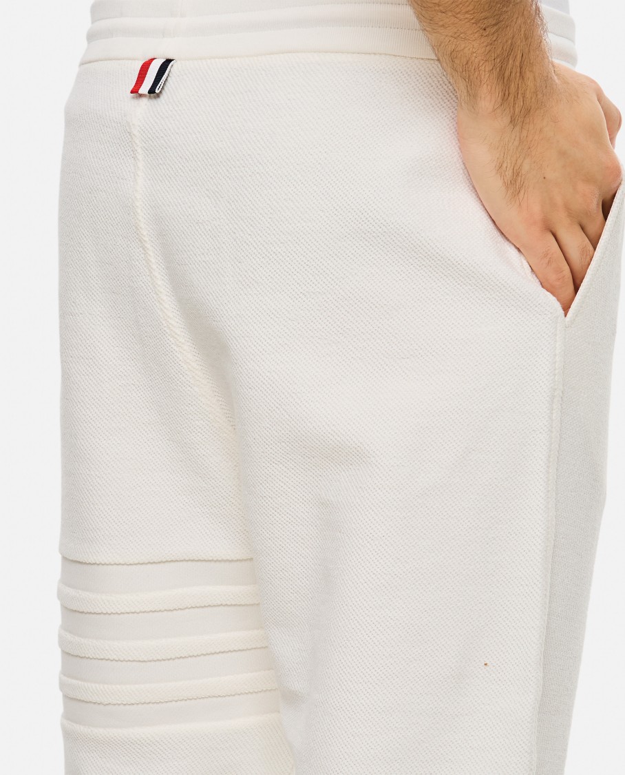 Thom Browne White Sweatpants With Embossed Seams In White