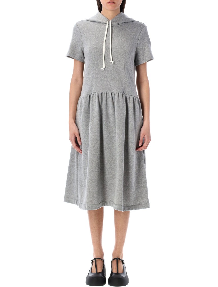 COMME DES GARÇONS COMME DES GARÇONS GREY HOODED SWEATSHIRT-DRESS WITH GATHERED WAIST 