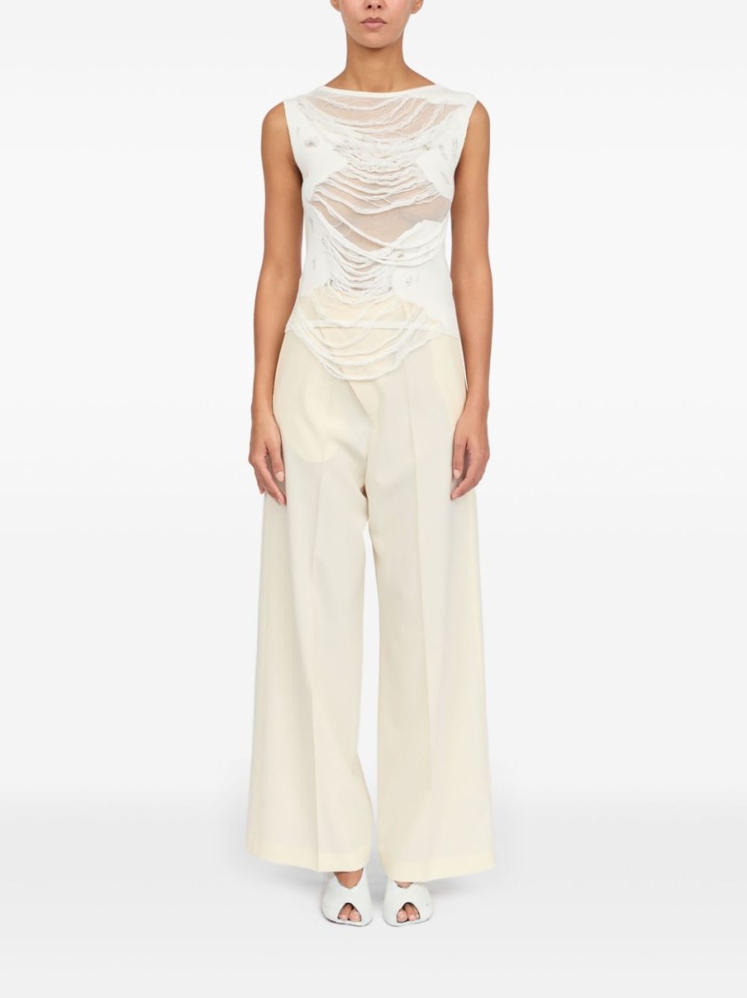 Mm6 Maison Margiela Mm6 By Maison Margiela Layered Distressed Fabric Sleeveless Top In Neutrals