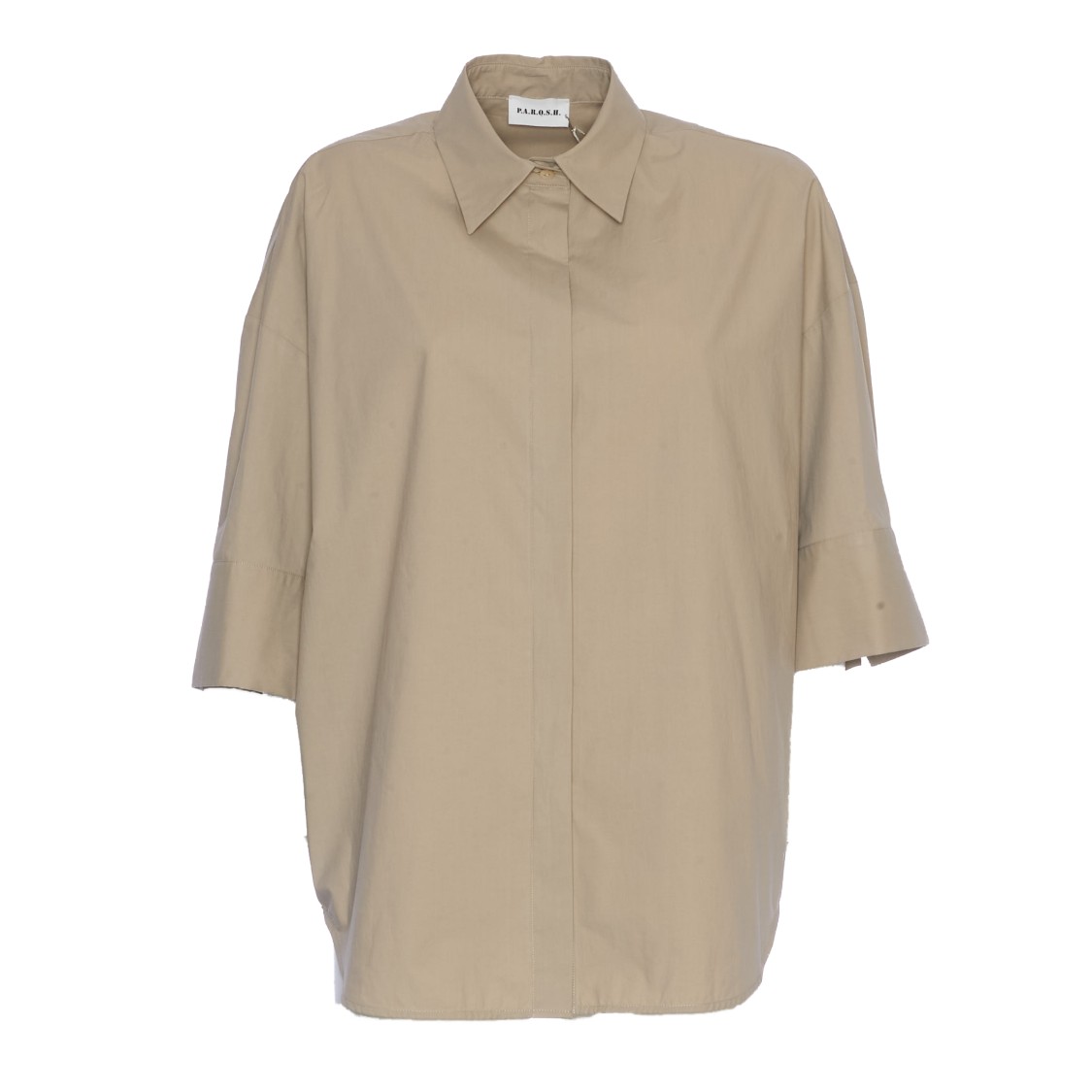 P.a.r.o.s.h Parosh Relaxed Oversized Cotton Shirt With Button Closure In Neutral