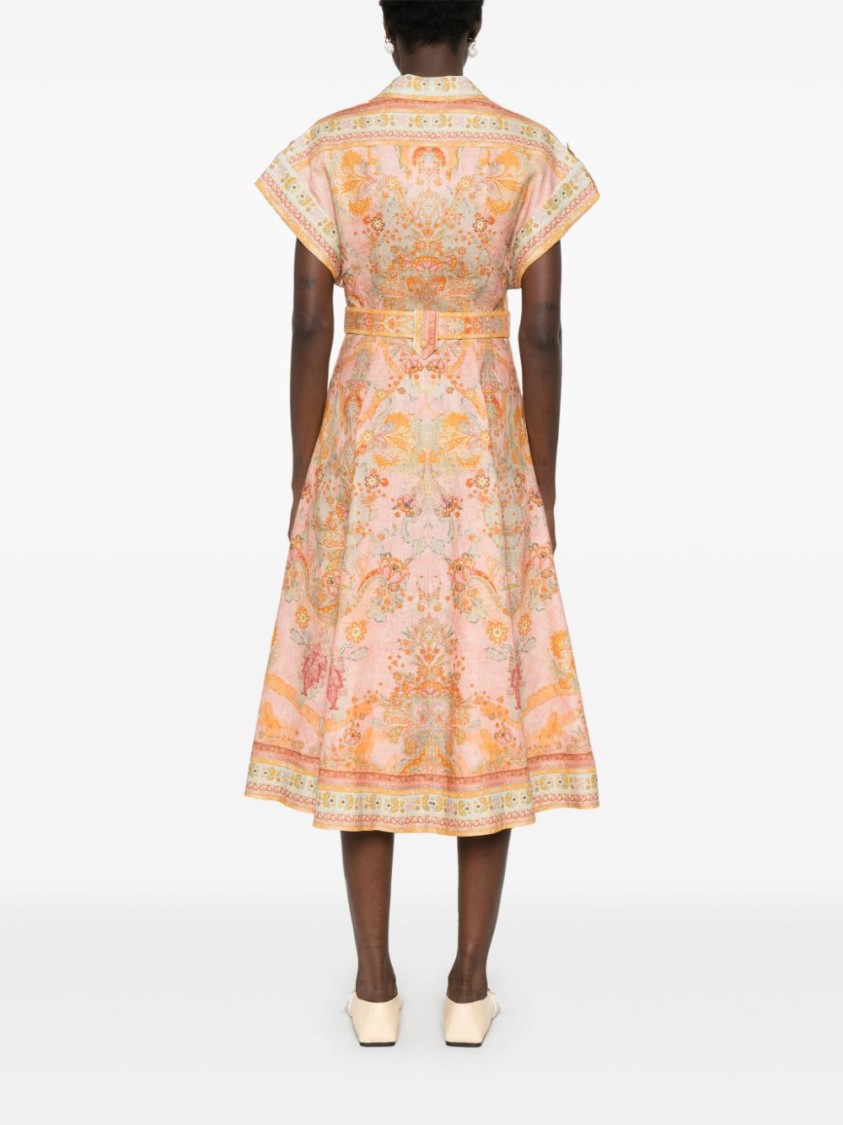 Shop Zimmermann Acacia Midi Dress In Neutrals